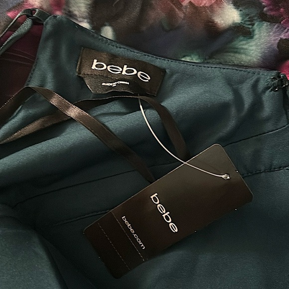 Bebe NWT Amanda Print Dark Blue Spaghetti Straps Scuba Mini Dress **Sz M**🔥🔥 - Picture 9 of 9